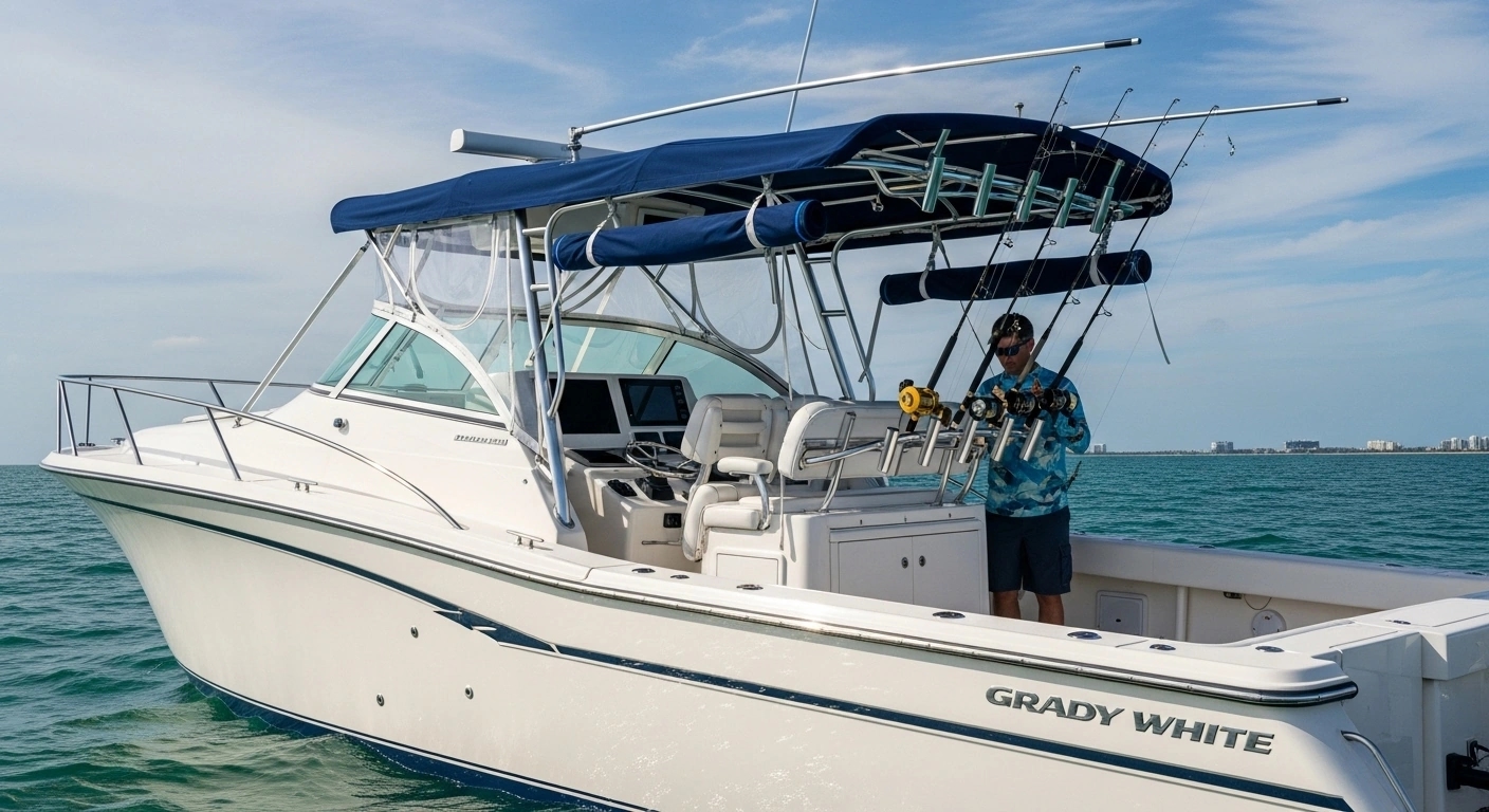 Grady White Custom Bimini Miami Fishing Tournament Preparation