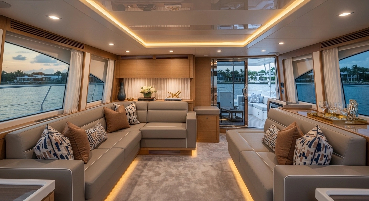 Viking Yacht Upholstery Matched to Coconut Grove Estate Design