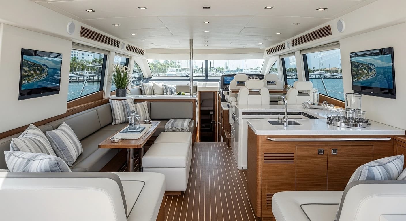 Ferretti Charter Yacht Interior Miami Beach Marina