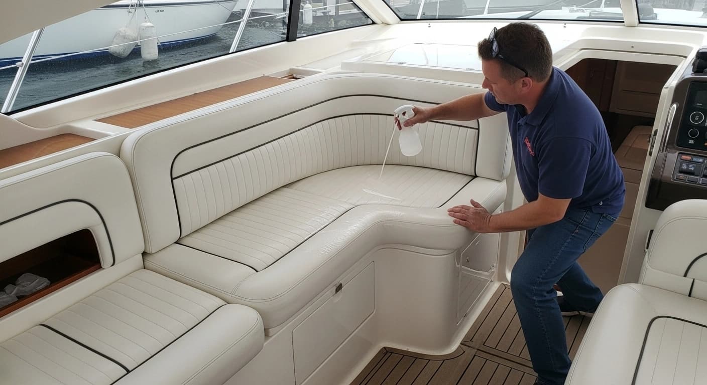 Preventive antimicrobial treatment application in yacht cabin interior