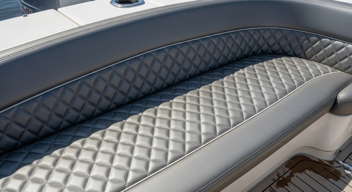 Diamond quilted marine cushions with contrast piping