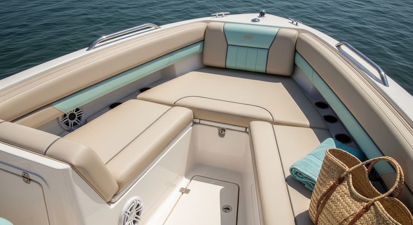 Transformed bowrider bow area with lounge seating