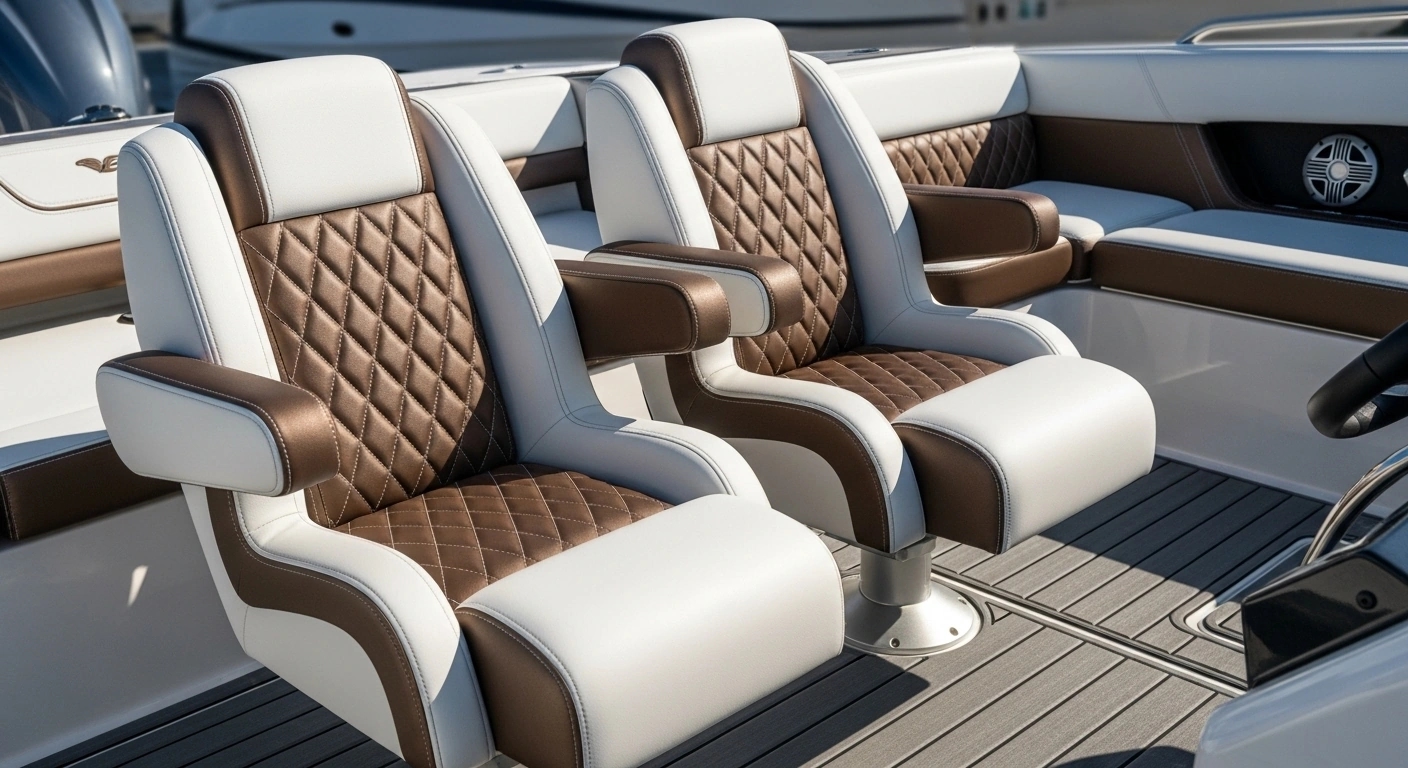 Luxury bucket seating configuration in bowrider cockpit