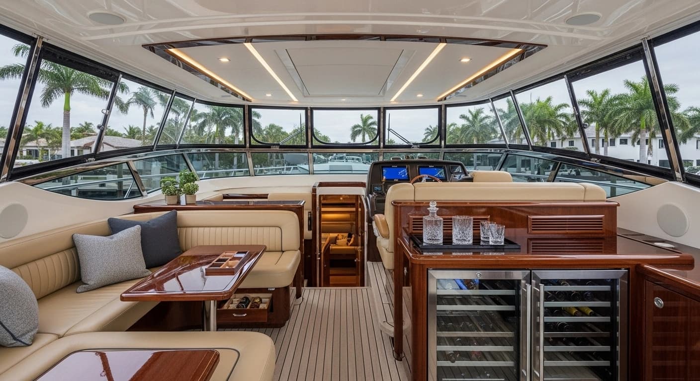 Luxury yacht bridge suite with premium enclosure and climate control