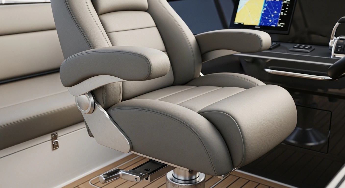 Executive captain’s chair with premium leather marine upholstery