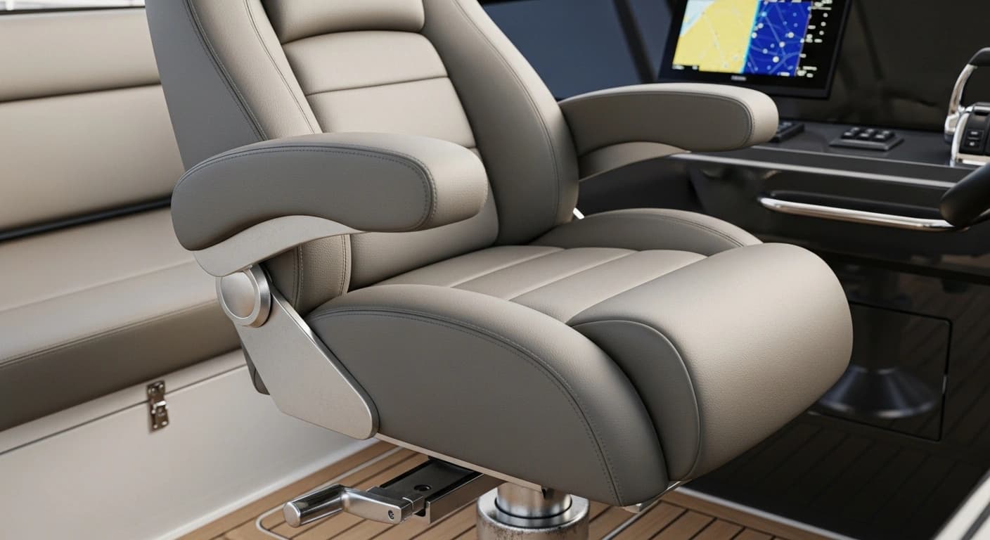 Executive captain’s chair with premium leather marine upholstery