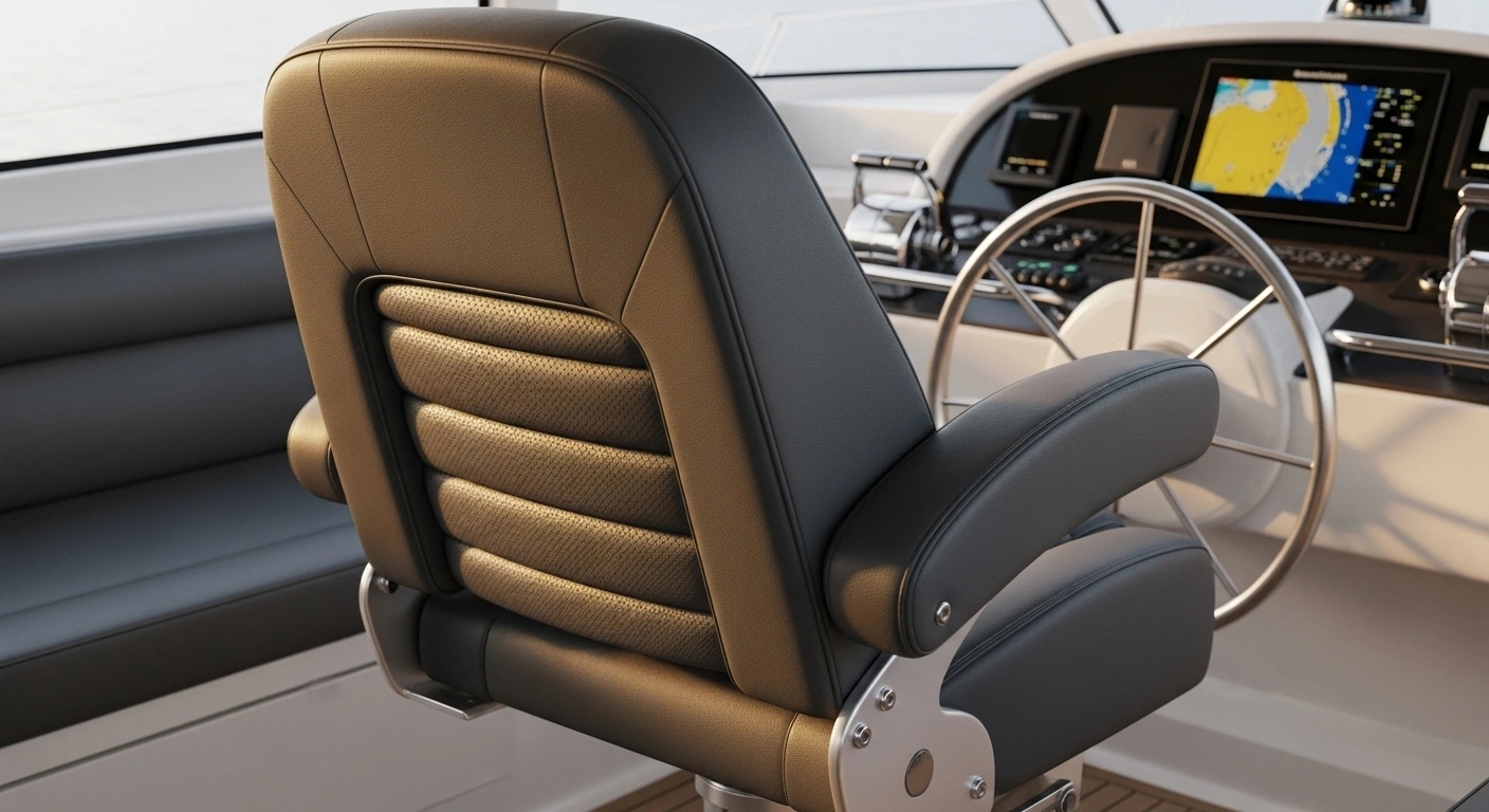 High-back captain’s chair with ergonomic lumbar support