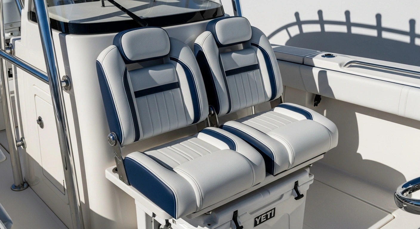 Center console helm seating with compact ergonomic design