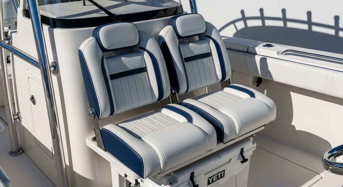 Center console helm seating with compact ergonomic design