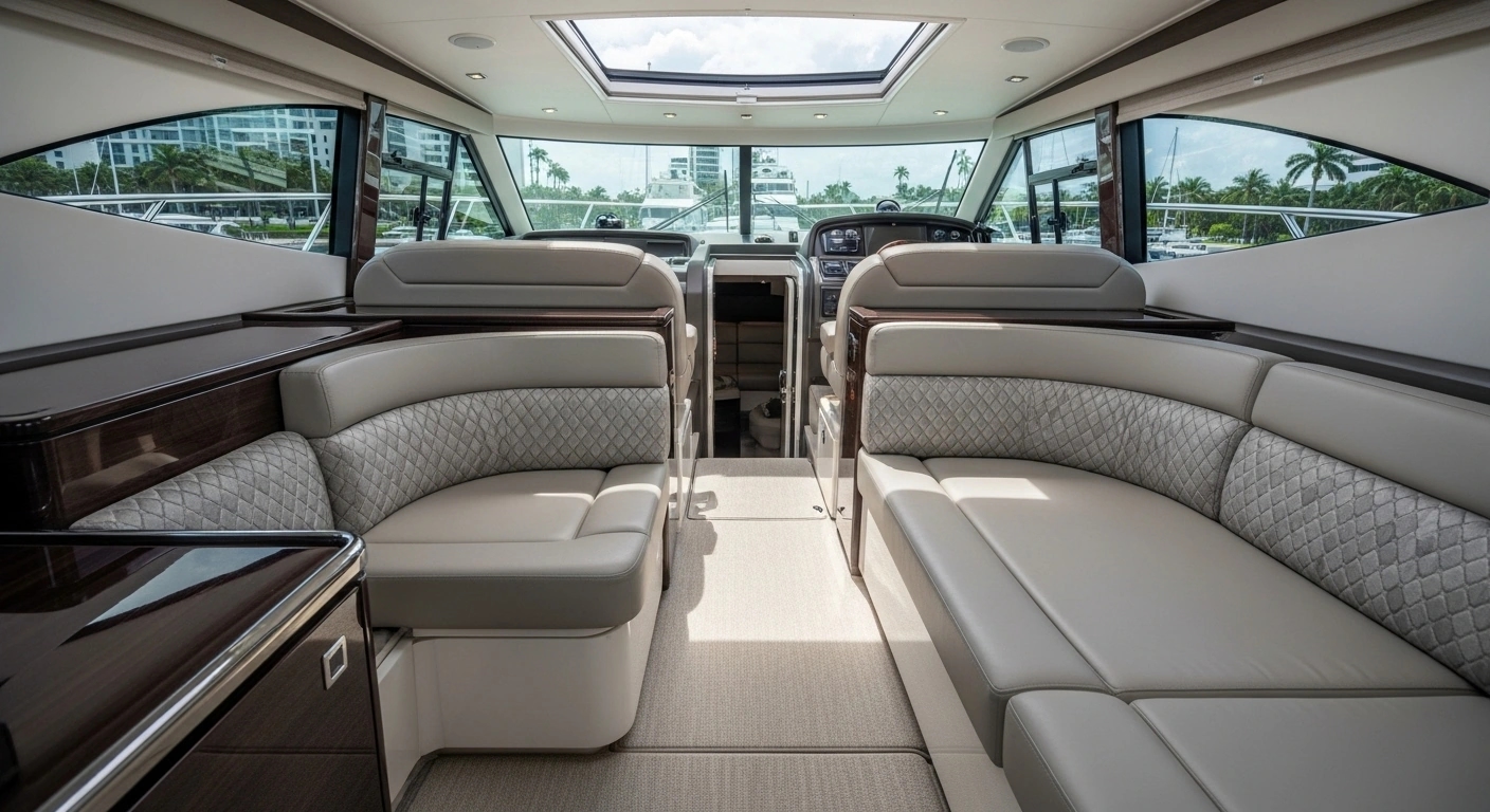 Contemporary cut pile marine carpet in modern boat