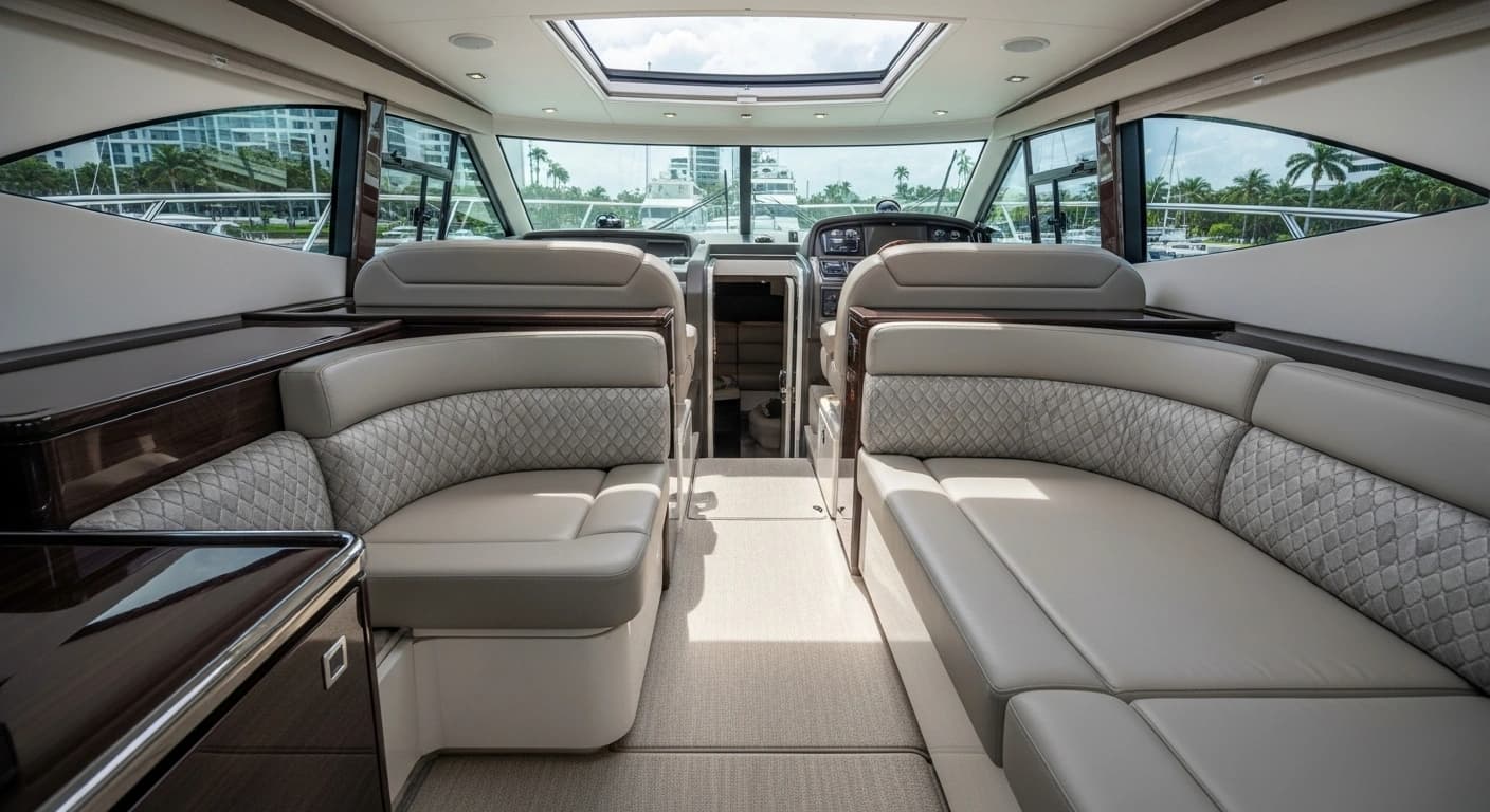 Contemporary cut pile marine carpet in modern boat