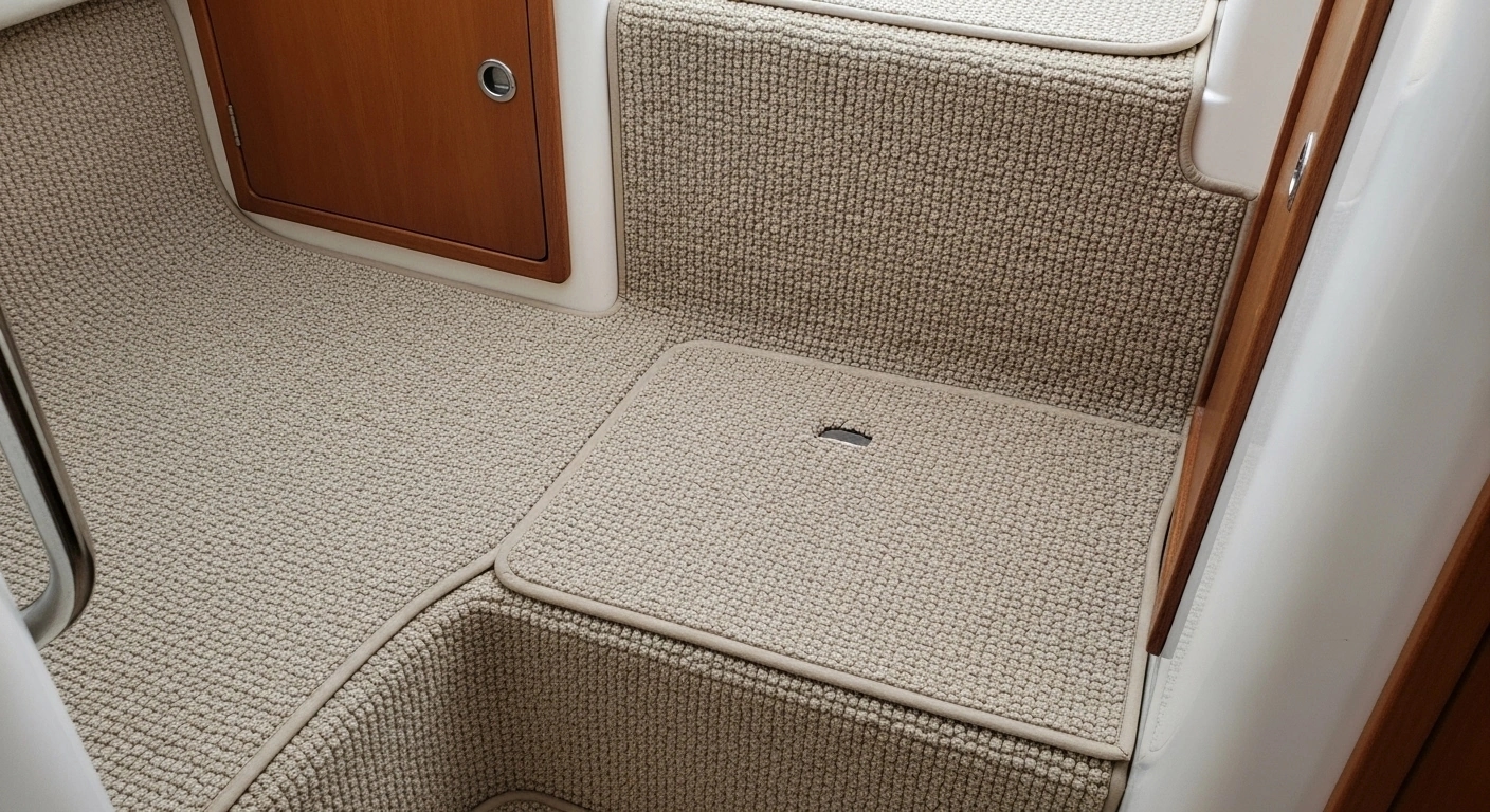 Traditional loop pile marine carpet installation