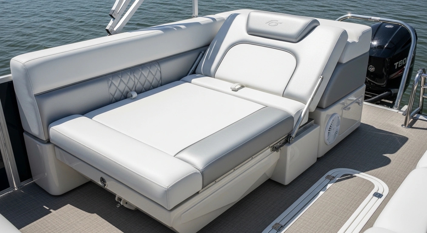 Pontoon rear lounger converting to sun pad