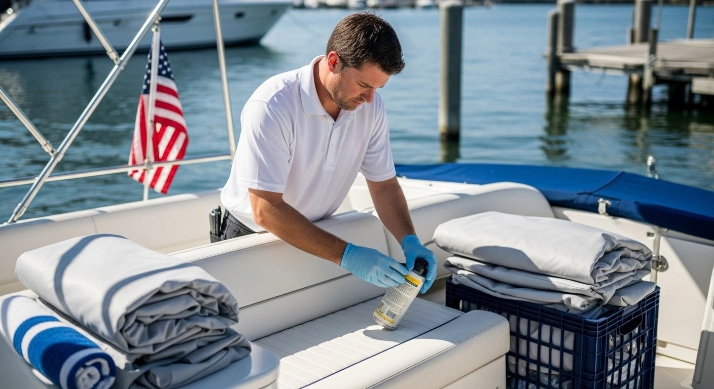 Seasonal marine upholstery maintenance and protection