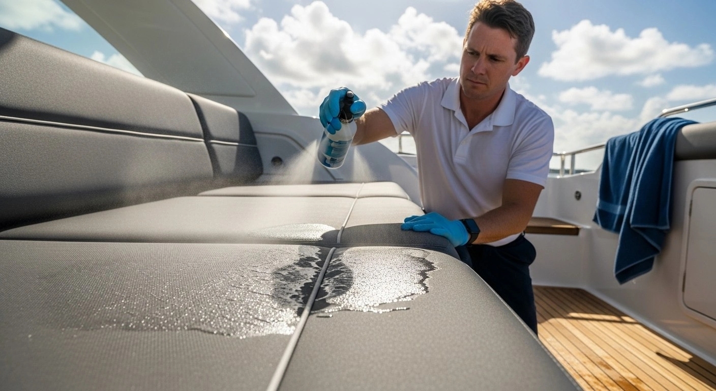Water repellent treatment on marine canvas and upholstery