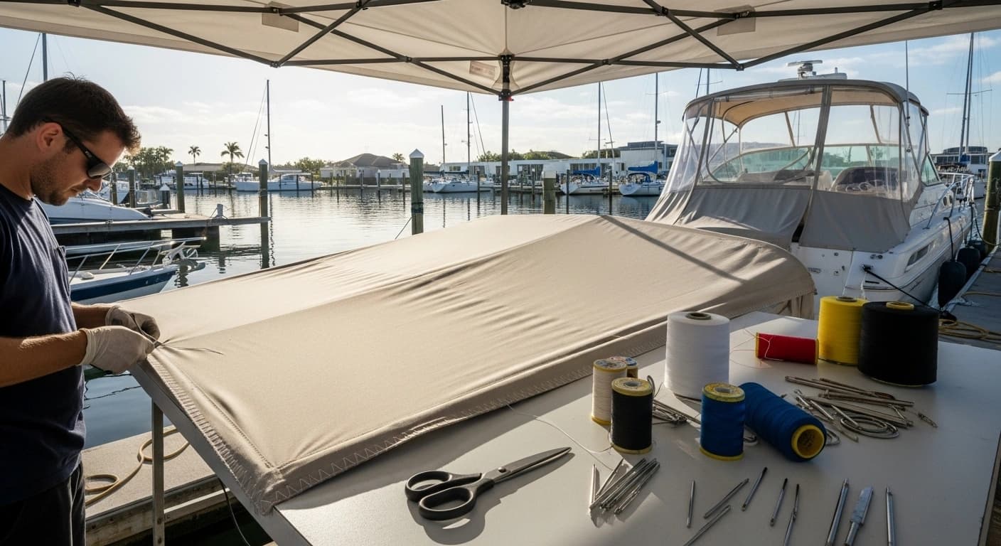 Canvas and cover repair with professional patching