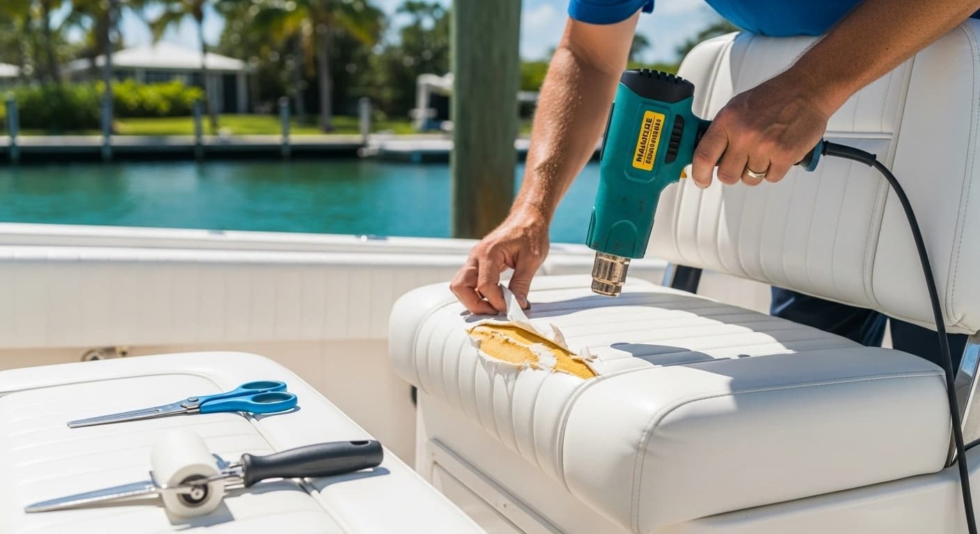Marine upholstery tear repair with seamless results
