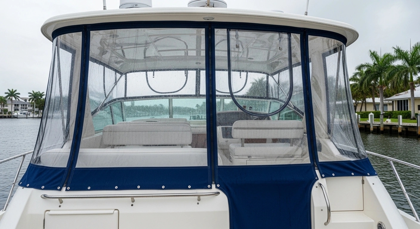 Clear vinyl cockpit enclosure with easy-access zippers