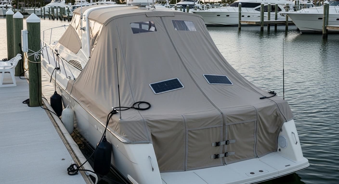 Marina storage boat protection system installation