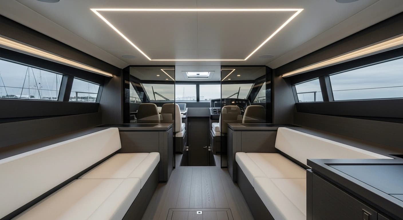 Ultra-modern minimalist yacht interior design